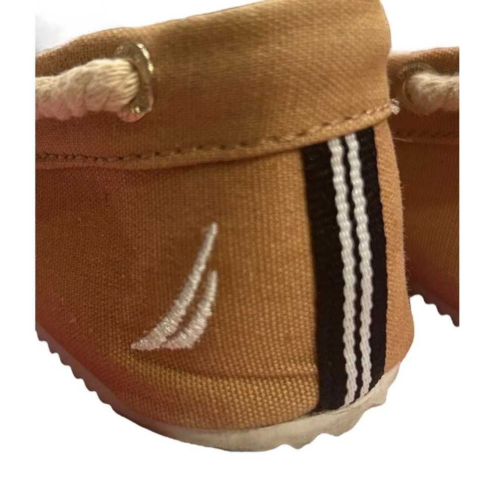 Nautica Canvas Slip On Boat Shoes Women's Size 6M Light Brown Rope Accents